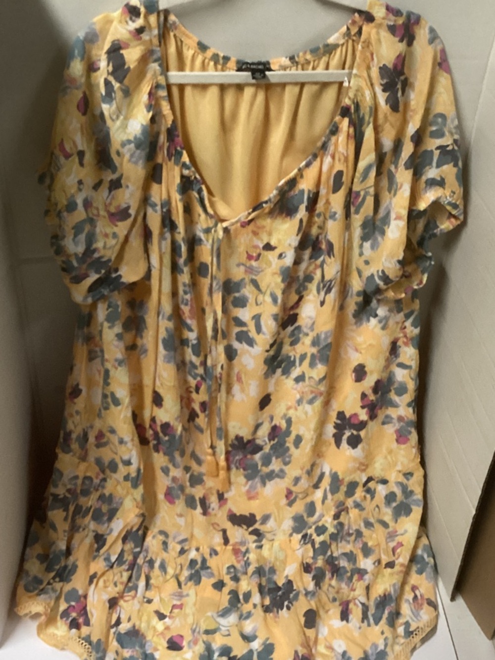 Zac & Rachel Yellow Floral Scoop-Neck Dress